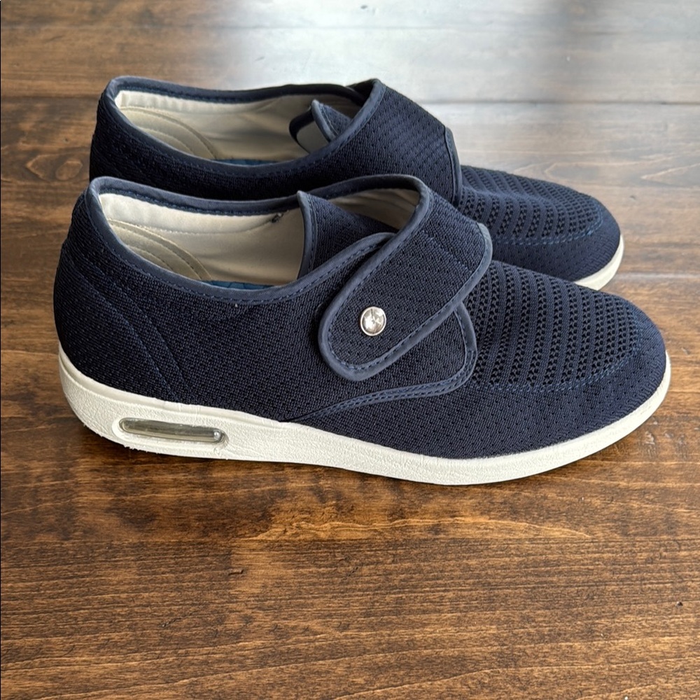 Youyun Women's Navy Diabetic Slip -On Sneakers Size 9.5